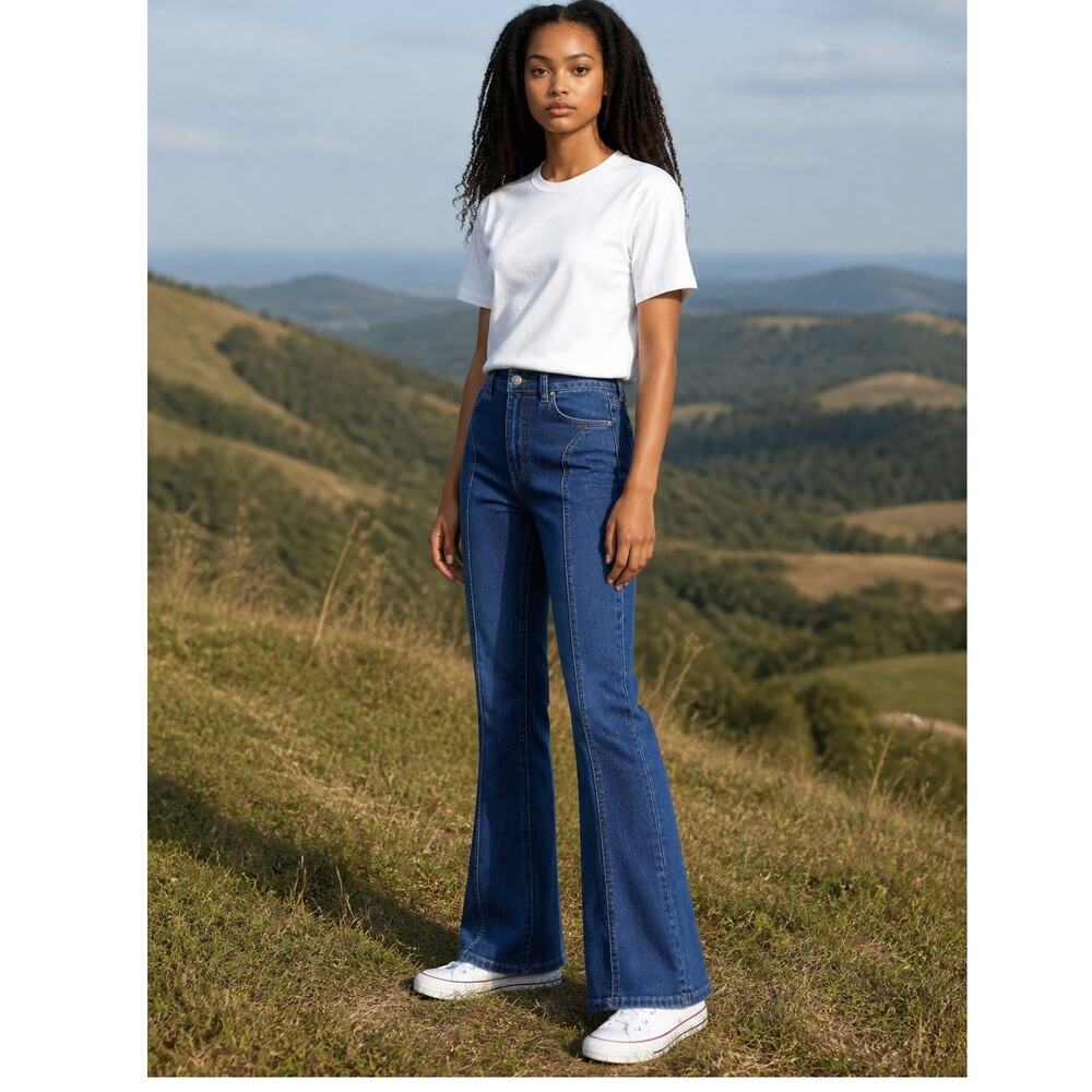 ⁠ModCloth Love and Mariner Flared Jeans Medium Wash Sz. 10